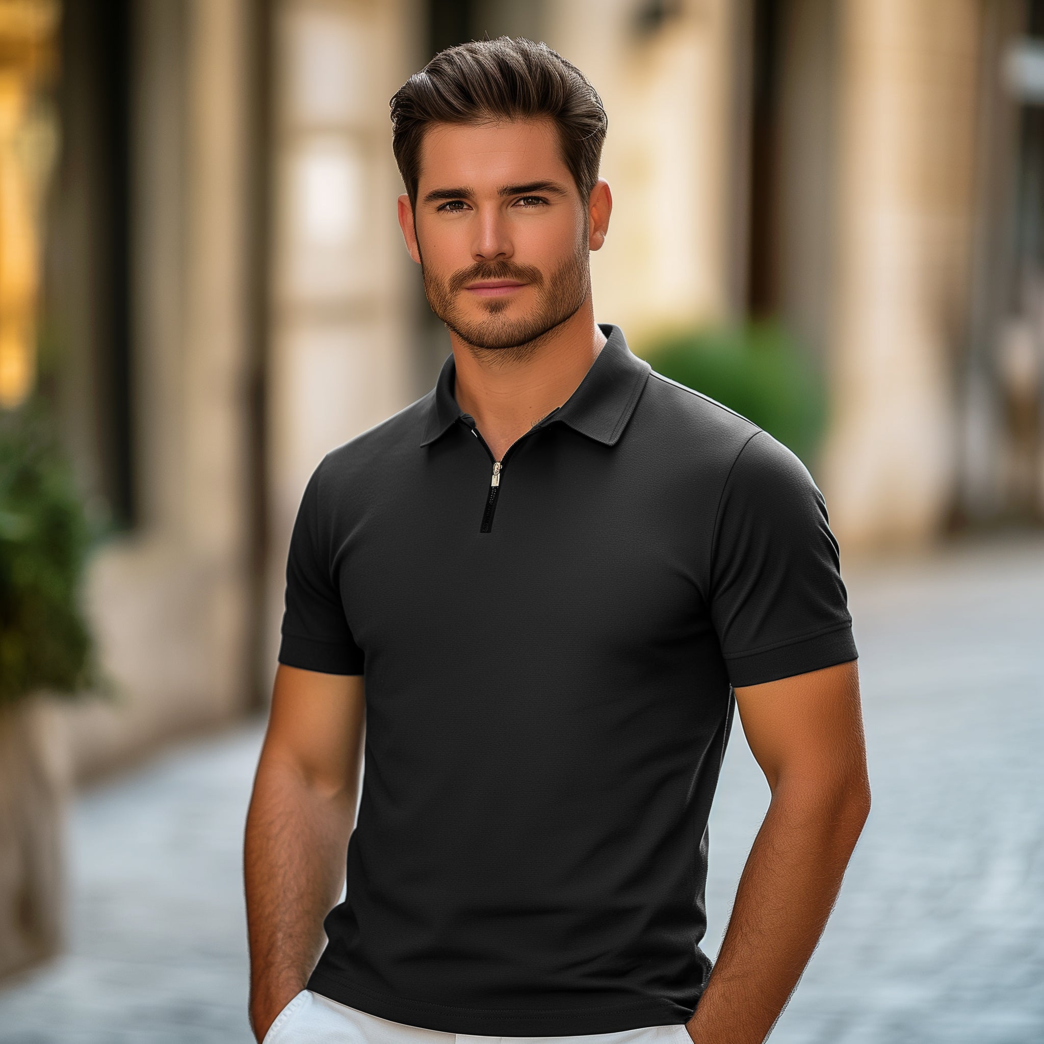 Soft Bamboo Polo T Shirt Zipper