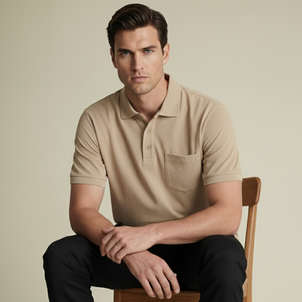 Mercerized  Premium Men's Supima Pocket Polo T-Shirt