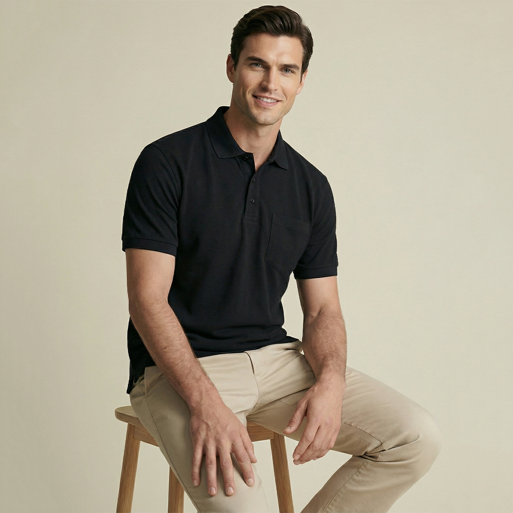 Mercerized  Premium Men's Supima Pocket Polo T-Shirt