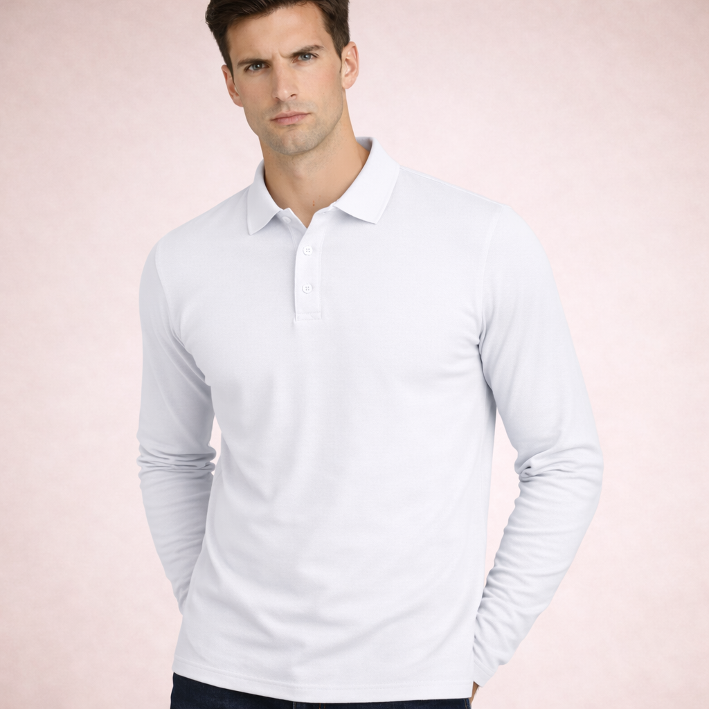 Premium Supima Lycra Full Sleeve Polo T-shirt - Clearance Collection