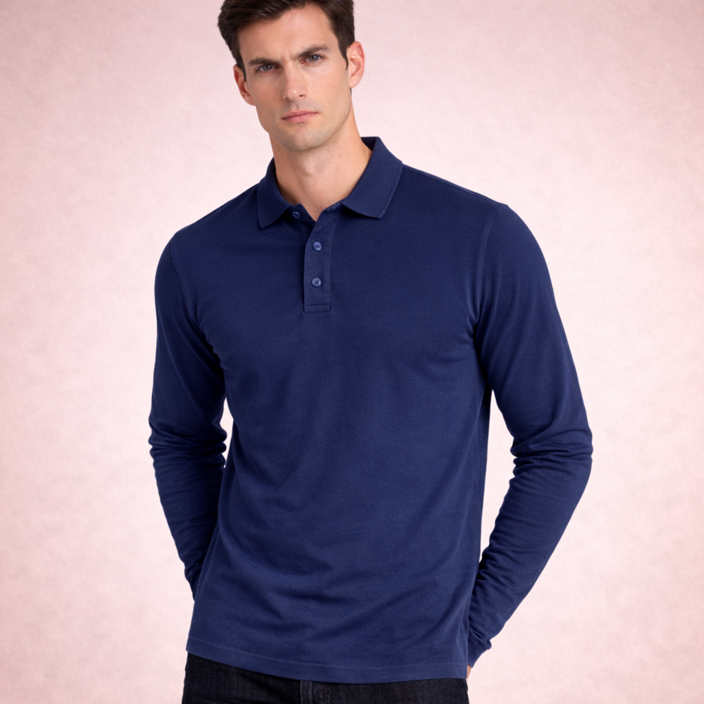Premium Supima Lycra Full Sleeve Polo T-shirt - Clearance Collection