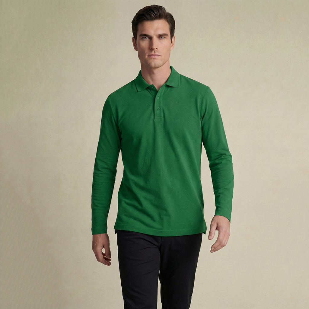 Premium Supima Lycra Full Sleeve Polo T-shirt