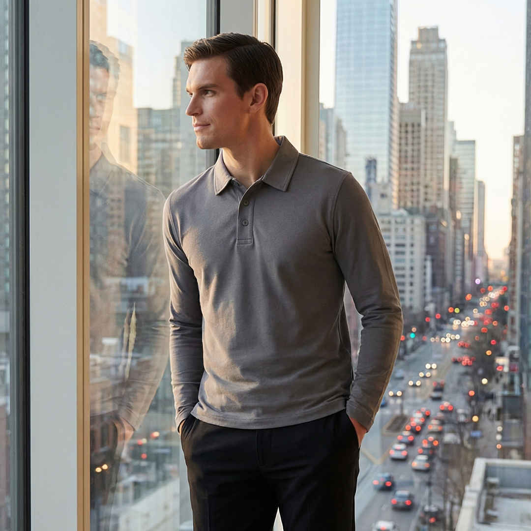 Premium Supima Lycra Full Sleeve Polo T-shirt