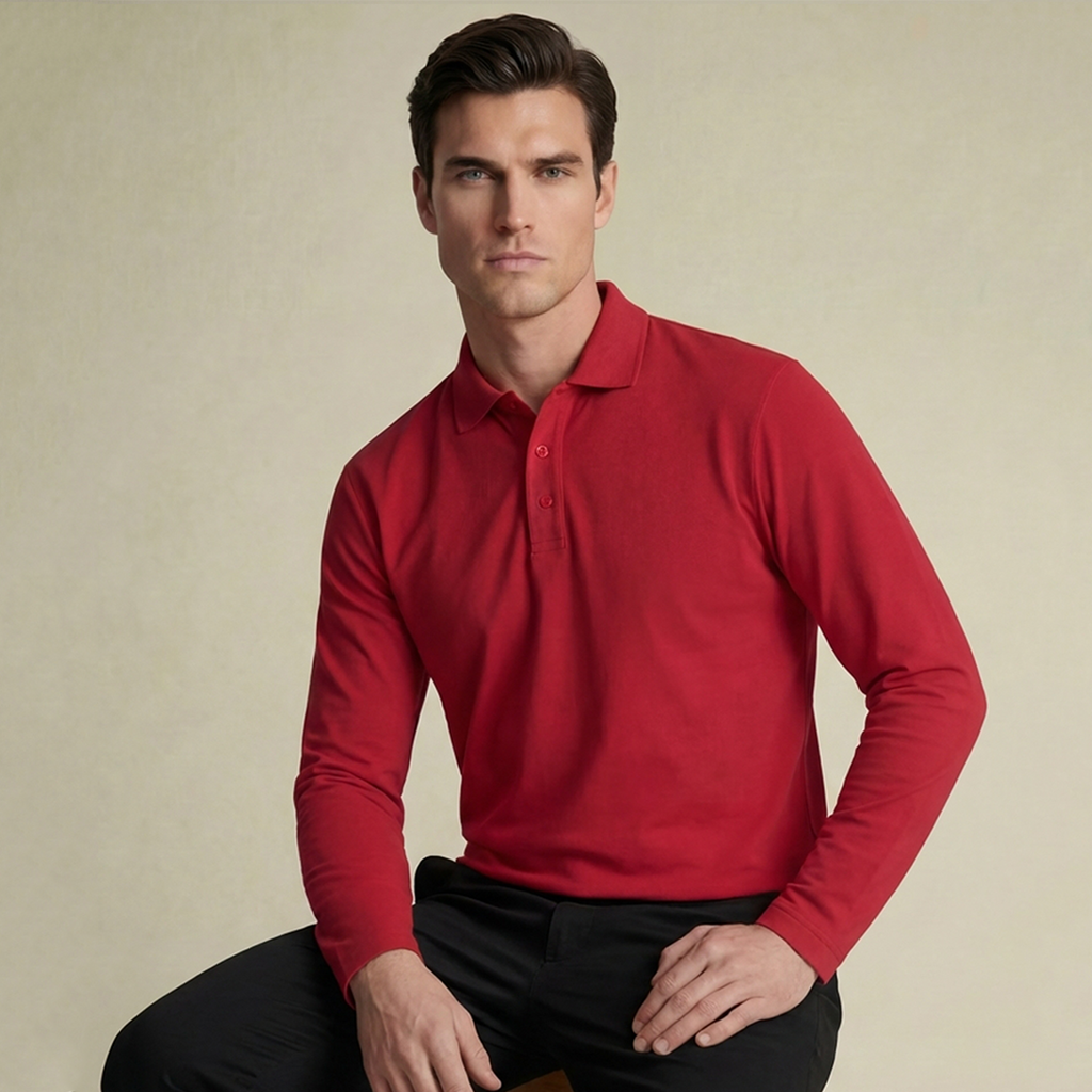 Premium Supima Lycra Full Sleeve Polo T-shirt