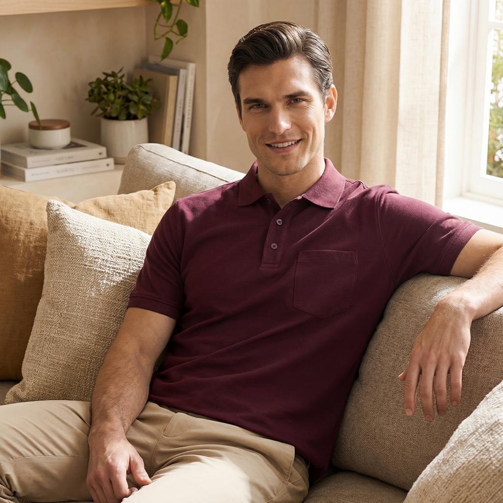 Mercerized  Premium Men's Supima Pocket Polo T-Shirt