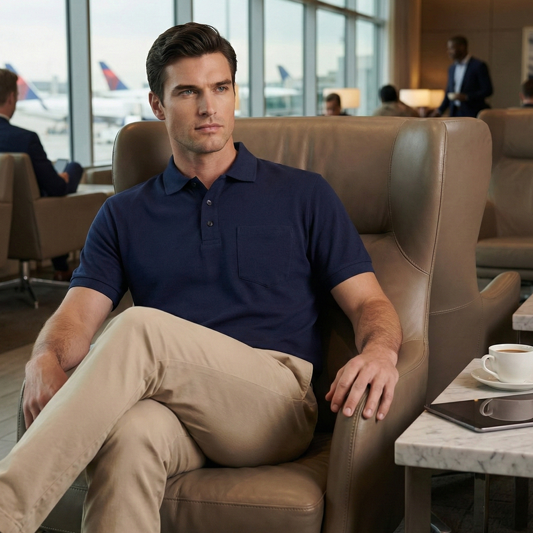 Mercerized  Premium Men's Supima Pocket Polo T-Shirt