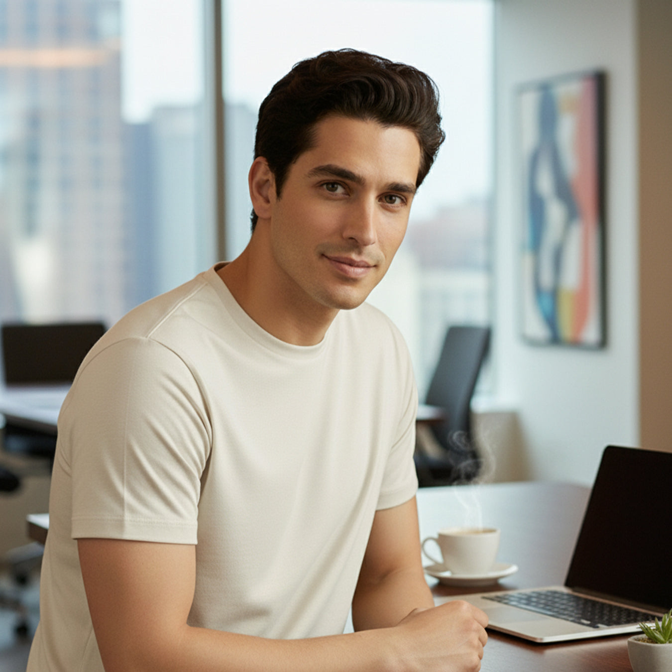 Signature Supima Lycra Crew Neck T-Shirt