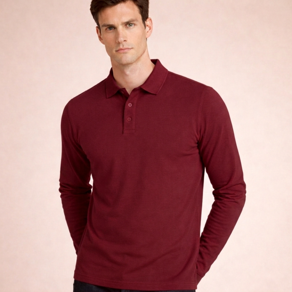 Premium Supima Lycra Full Sleeve Polo T-shirt - Clearance Collection