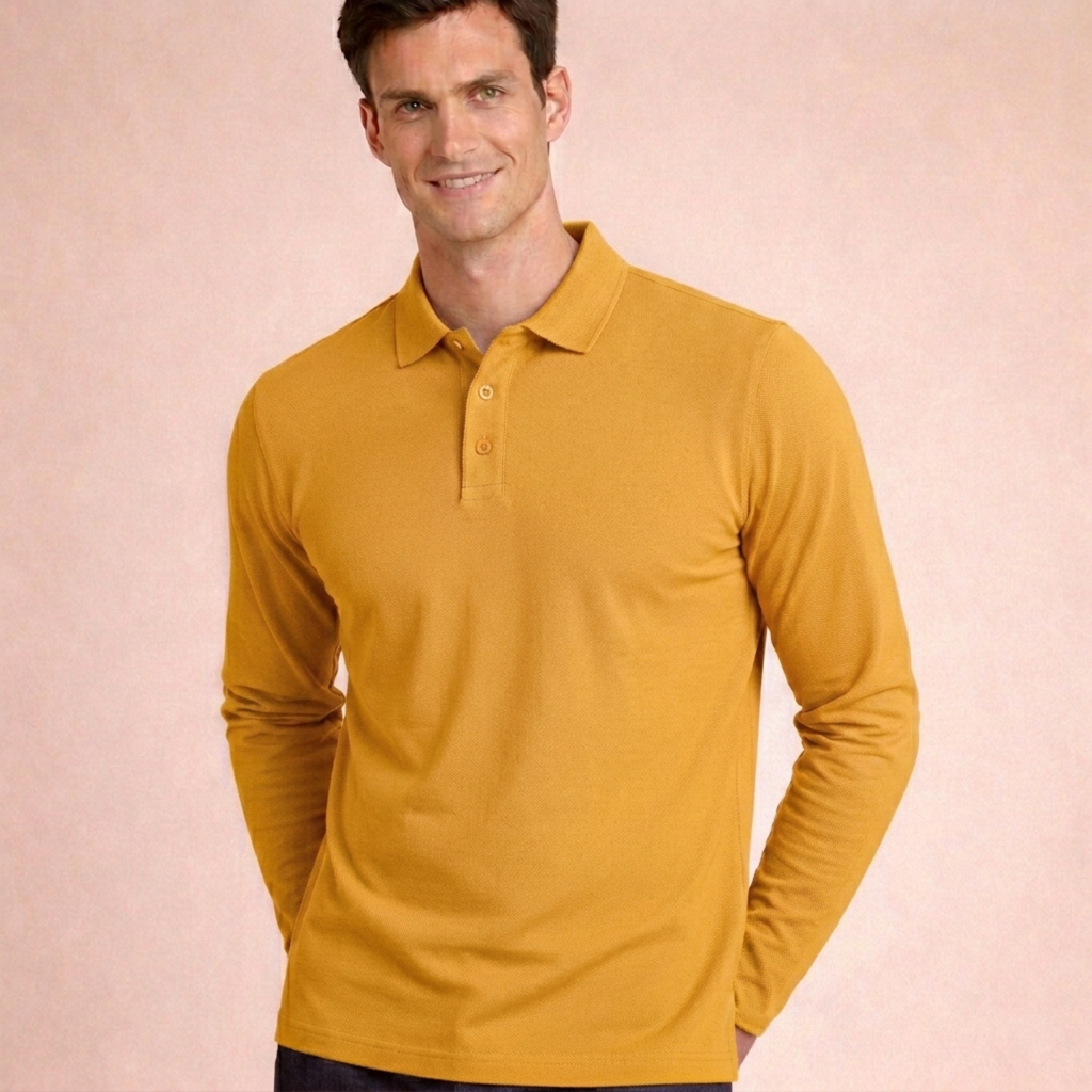 Premium Supima Lycra Full Sleeve Polo T-shirt - Clearance Collection